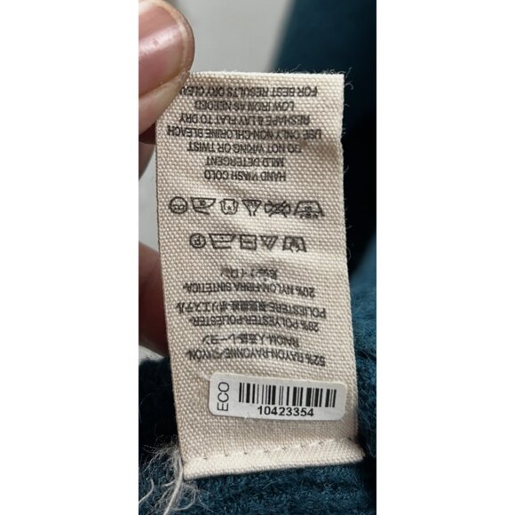 Free People Oversized Turtleneck Sweater Womens Medium Teal‎ Blue Cozycore Fall - Picture 7 of 7